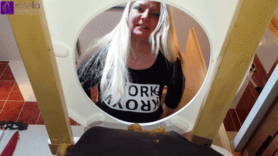 RosellaExtrem - Extreme toilet chair feeding! Living toilet filled with shit, piss and snot!