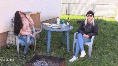 2 mistresses, barbecue and toilet slave