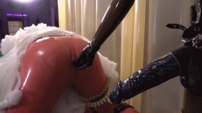 Rubber doll fucked in the ass and then milked