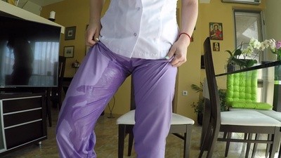 Nurse Wetting Her Pants and Filling Her Flats with Pee