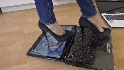 Destroying your laptops under high heels