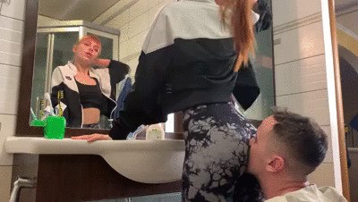 Slave Cleans Mistress Kira's Ass With Tongue After Gym - Rimjob Femdom