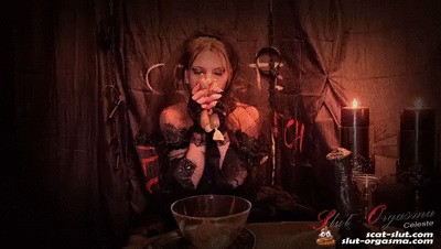 Scat Slut-Orgasma Celeste extreme scat and puke swallowing of a witch