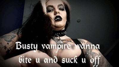 Awesome blow job from a gothic, tattooed vampire slut with big tits