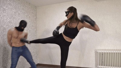 Kickboxing training - he's my punching bag! (small version)