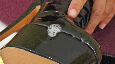 Cleaning patent leather boots with lots of spit