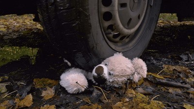 Your beloved teddy is destroyed under my muddy tires
