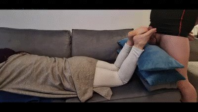 Goddess Andreea and Faith: Footjob and Ass Sniffing - Part Three