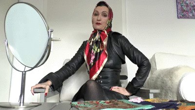 New satin headscarves fitting and you're on jerk-off duty in the headscarf!