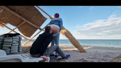 Goddess Andreea and Faith -ballbusting and ass worship on our private beach part 2