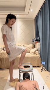 Smoldering Mistress in Sleepwear, Twin Camera Views, Dominates the Bound and Gagged Servant