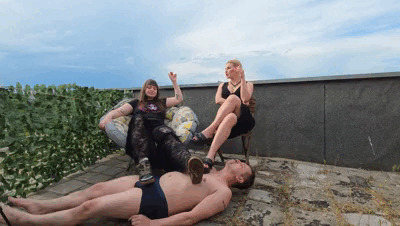 Delilah and Lexy Noir: Smoking on the Roof with a Human Ashtray in Public — Toiletslaveanddommes
