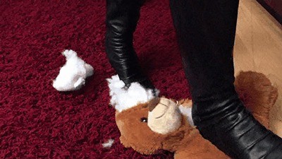 Teddy ripped apart under boots