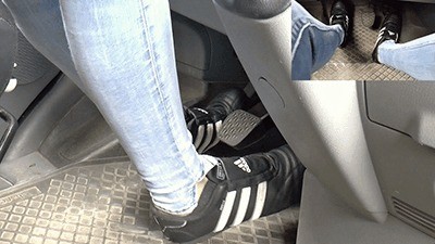 Pedal pumping and driving with Adidas sneakers