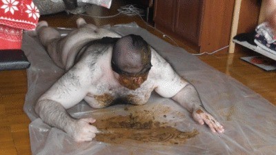 Feed and Shaved my slave with shit