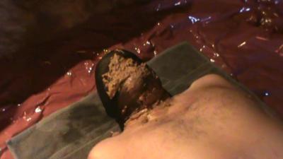 Scat on cock and mouth