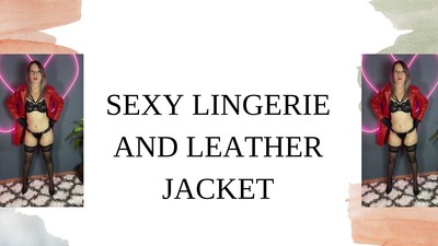 sexy lingerie and leather jacket