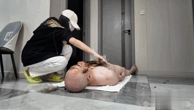 Domineering Mistress Coats Her Submissive in Filth, Humiliating Him with Scat-Fueled Degradation