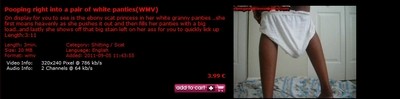 Ebonyscatprincess Poops /shits in her white granny panties(AVI)