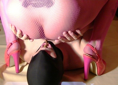 Piss and Diarrhea through pink hosiery
