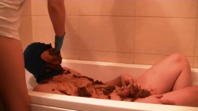 Scat Goddess playing games then scat feeding